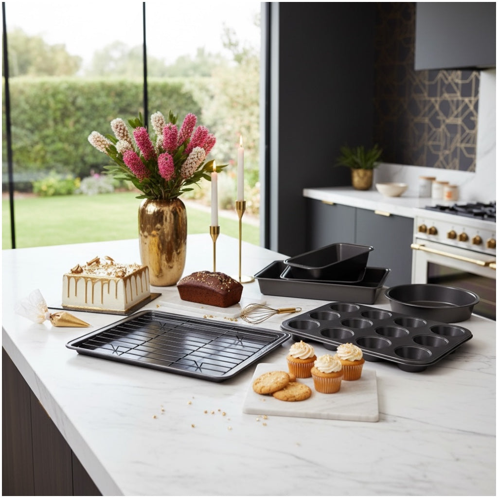7 Piece Non-Stick Bakeware Set – Cake Pans, Muffin Tray, Cookie Sheets