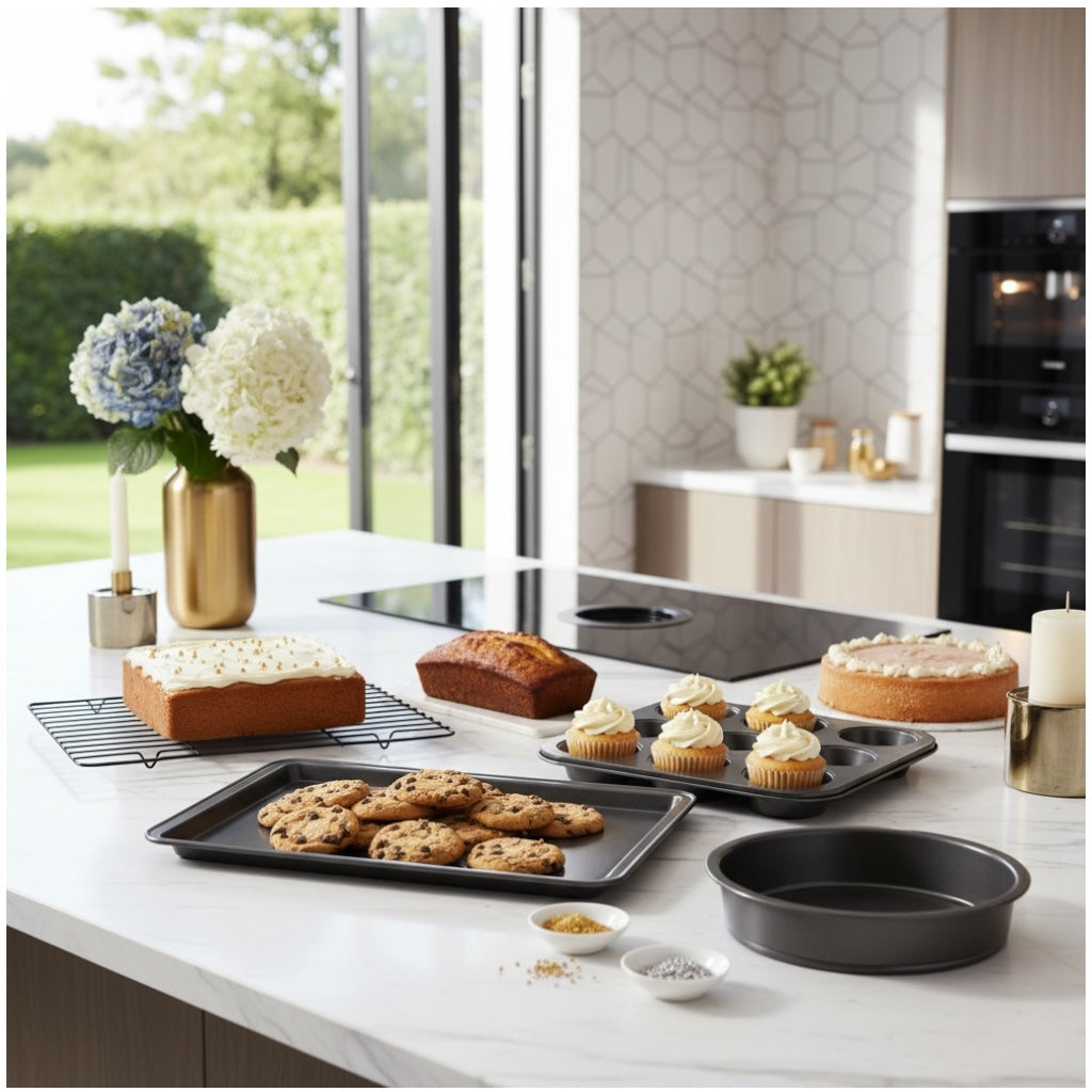 7 Piece Non-Stick Bakeware Set – Cake Pans, Muffin Tray, Cookie Sheets