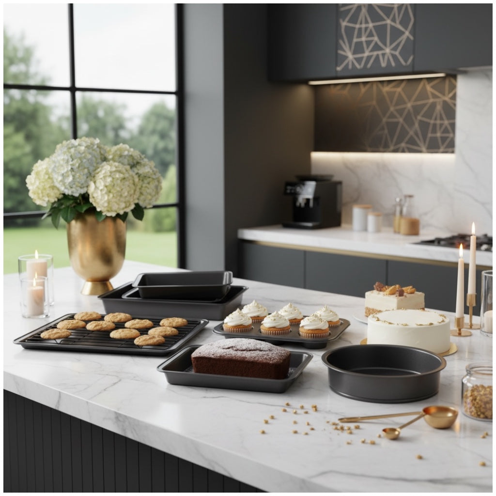 7 Piece Non-Stick Bakeware Set – Cake Pans, Muffin Tray, Cookie Sheets