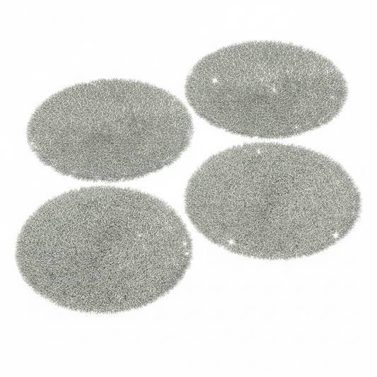 Luxury Silver Tinsel Round Placemats Set of 4 – Sparkling Silver (38 cm)