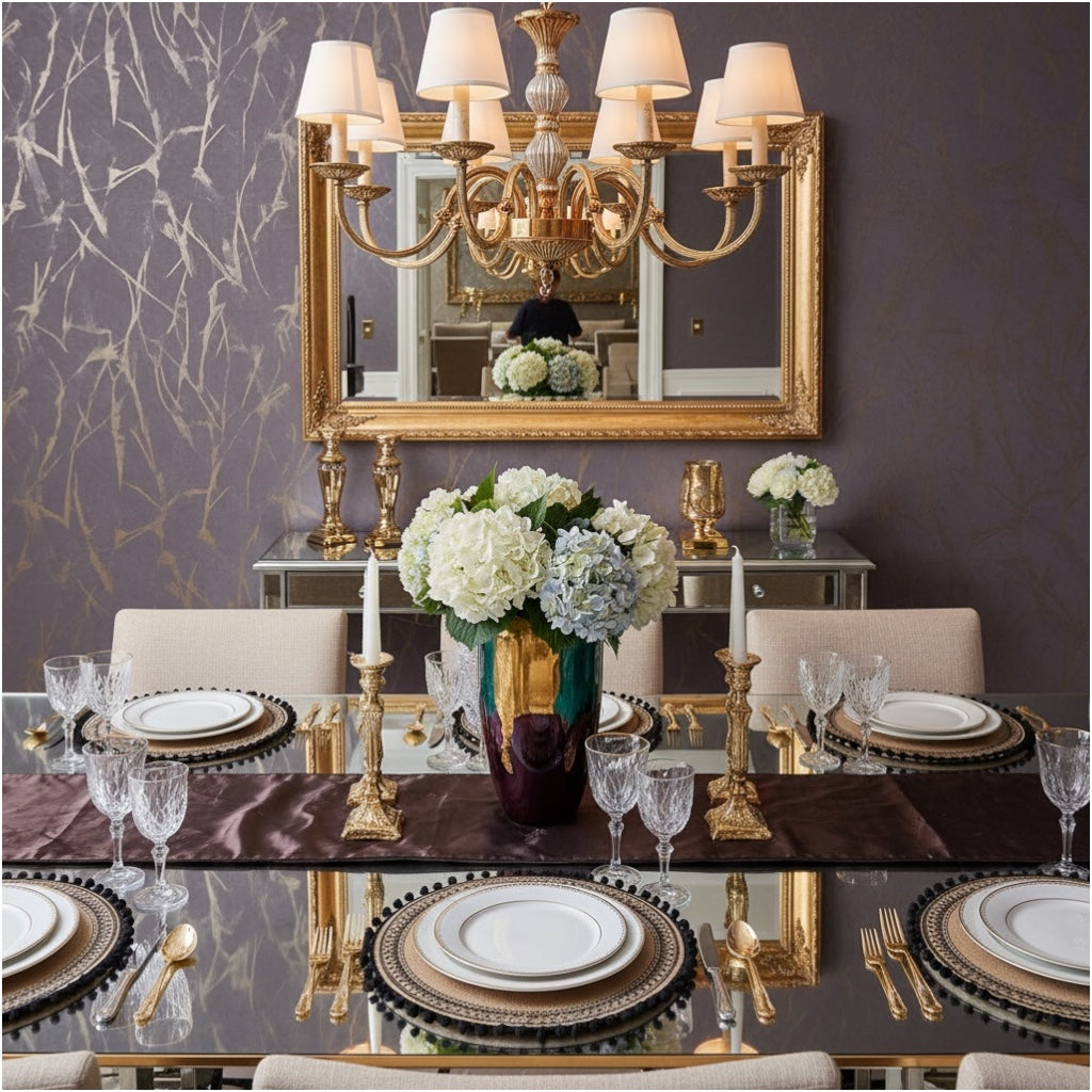 Elegant Woven Brown Round Placemats - Set of 4 with Black Trim - 37cm
