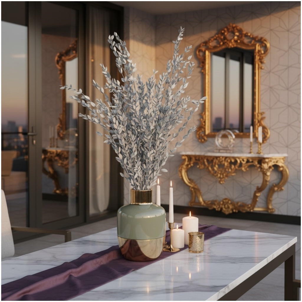 Luxury Metallic Silver Eucalyptus Stems – 68cm Preserved Beautiful Bouquet