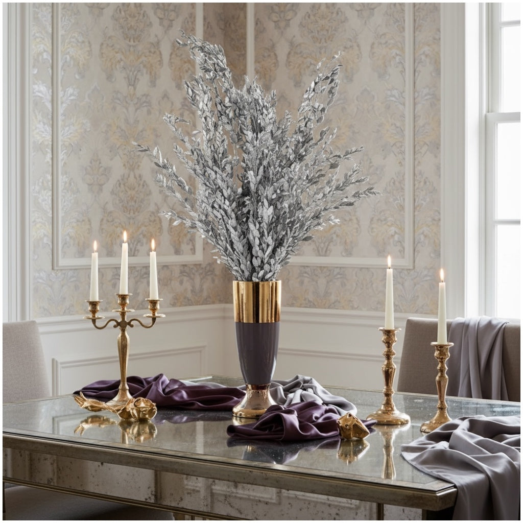 Luxury Metallic Silver Eucalyptus Stems – 68cm Preserved Beautiful Bouquet