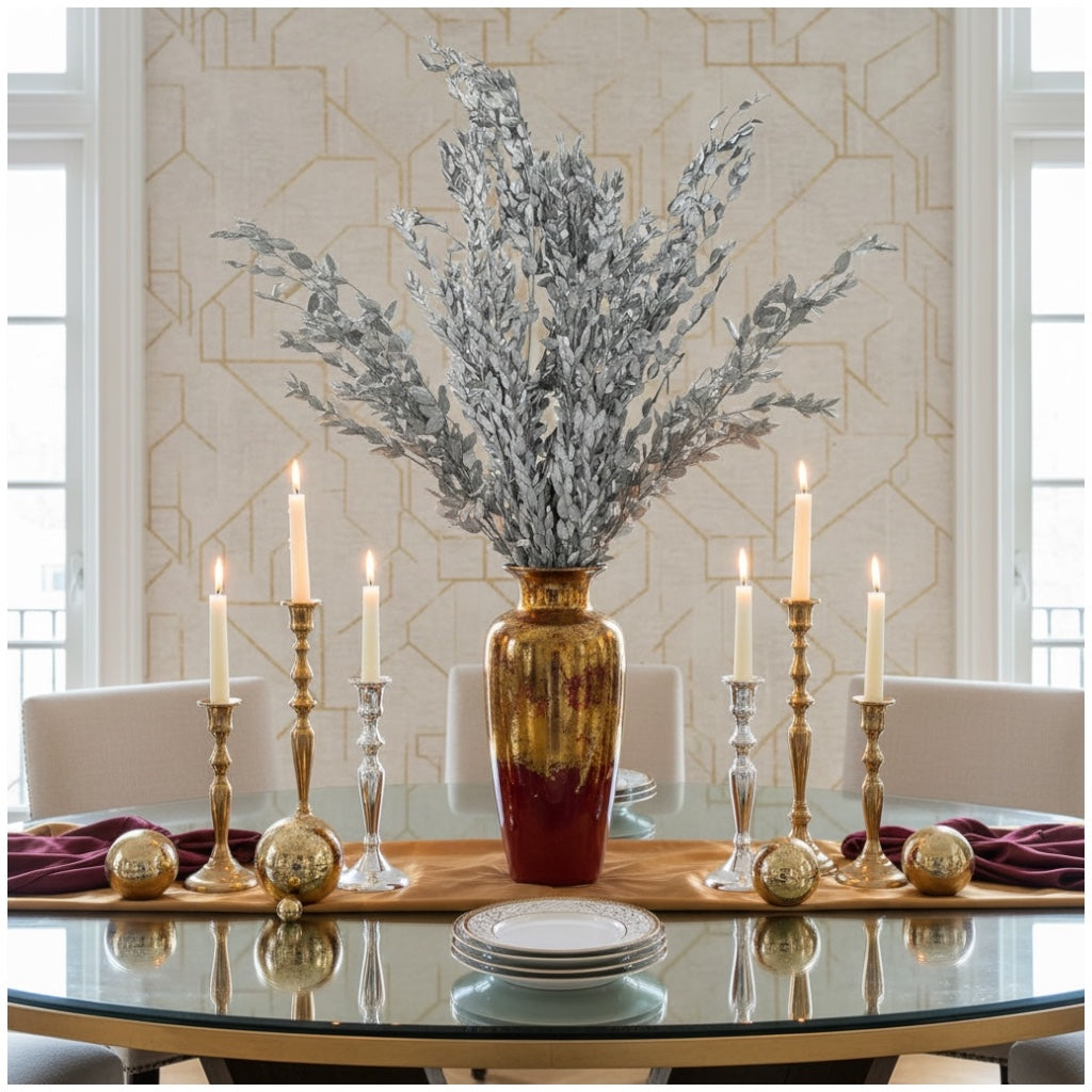 Luxury Metallic Silver Eucalyptus Stems – 68cm Preserved Beautiful Bouquet