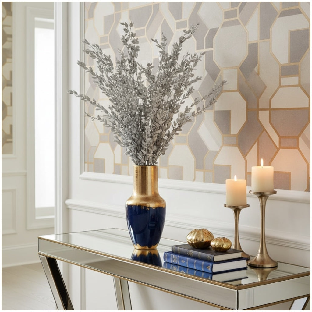 Luxury Metallic Silver Eucalyptus Stems – 68cm Preserved Beautiful Bouquet