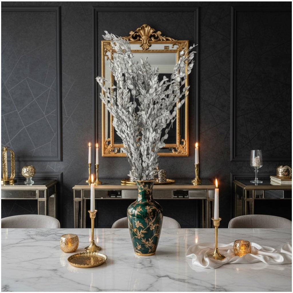 Luxury Metallic Silver Eucalyptus Stems – 68cm Preserved Beautiful Bouquet