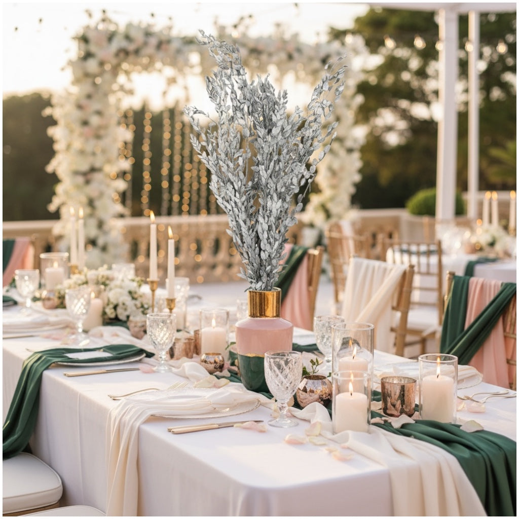 Luxury Metallic Silver Eucalyptus Stems – 68cm Preserved Beautiful Bouquet