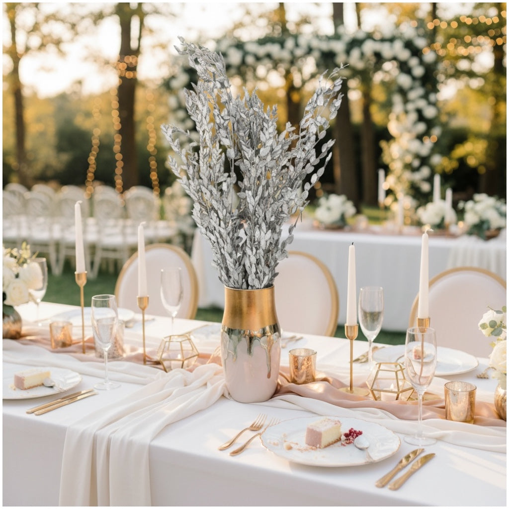 Luxury Metallic Silver Eucalyptus Stems – 68cm Preserved Beautiful Bouquet