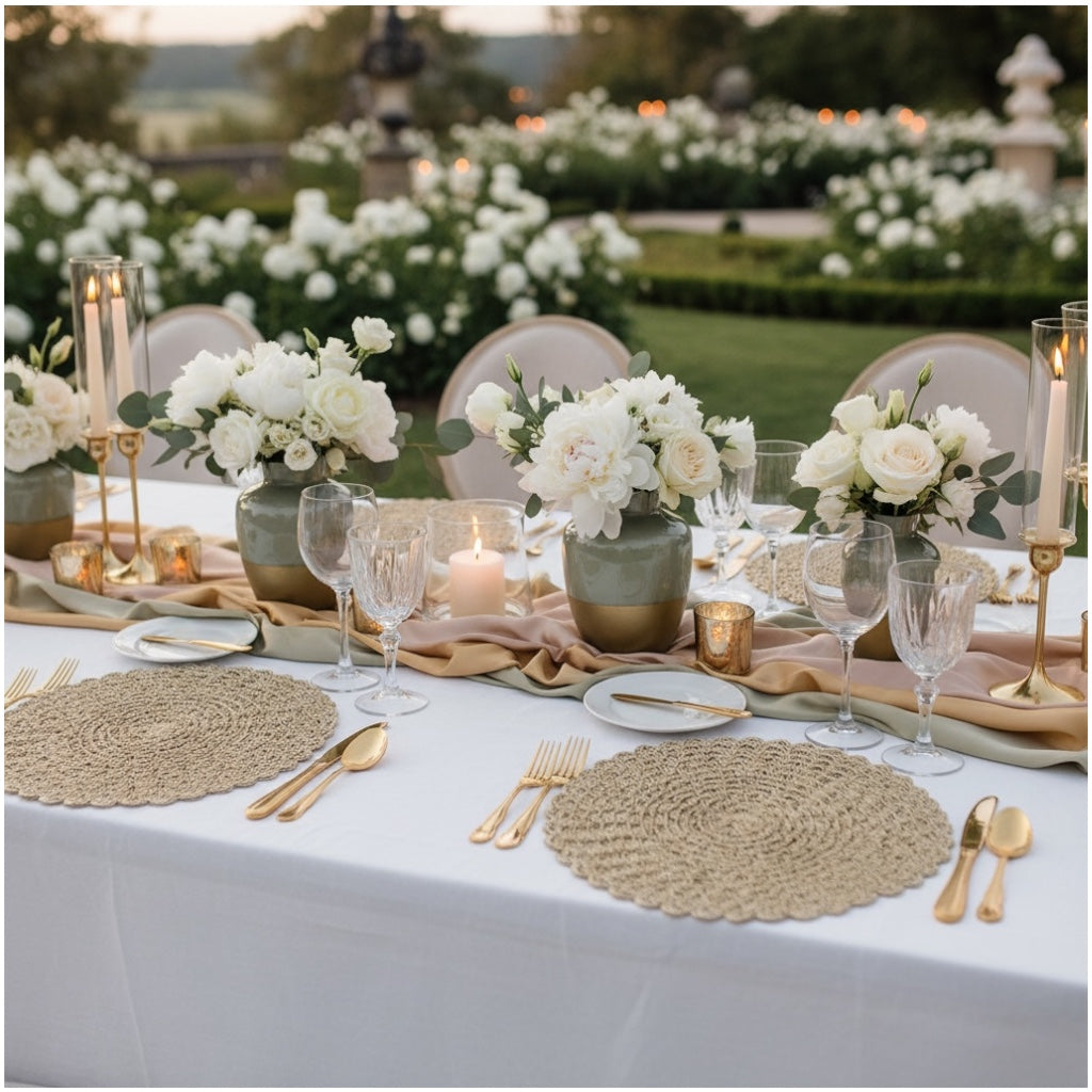 38cm Rustic Woven Placemats – Brown Textured Placemats for Dining