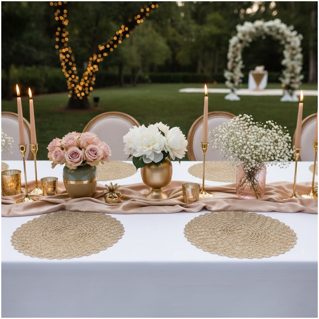38cm Rustic Woven Placemats – Brown Textured Placemats for Dining