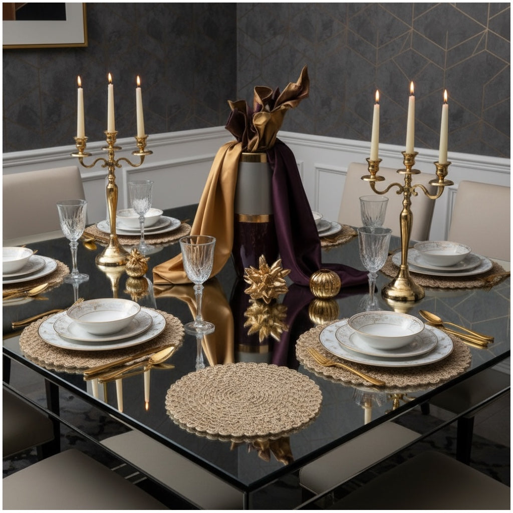 38cm Rustic Woven Placemats – Brown Textured Placemats for Dining