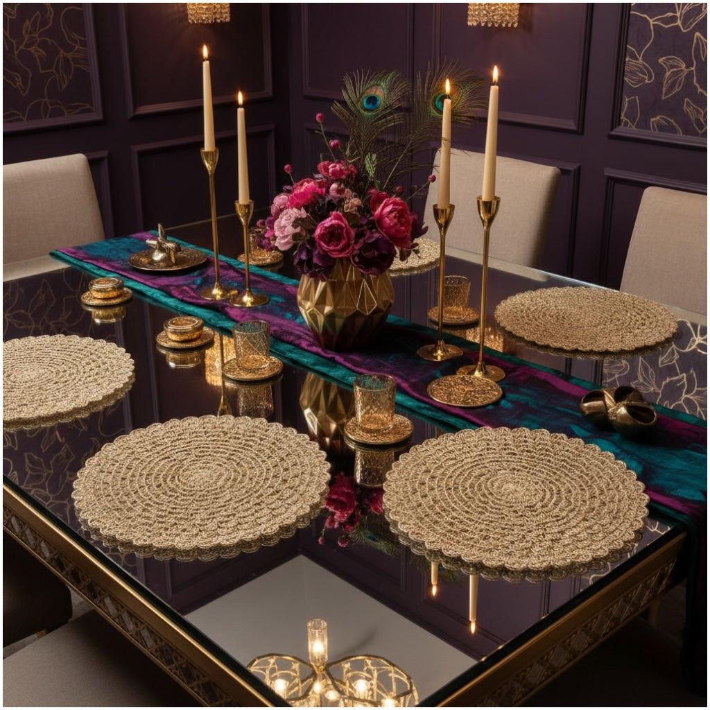 38cm Rustic Woven Placemats – Brown Textured Placemats for Dining