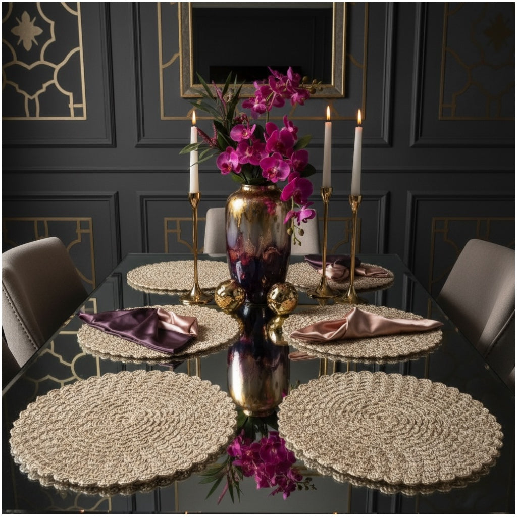 38cm Rustic Woven Placemats – Brown Textured Placemats for Dining