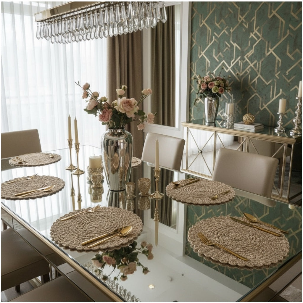 38cm Rustic Woven Placemats – Brown Textured Placemats for Dining