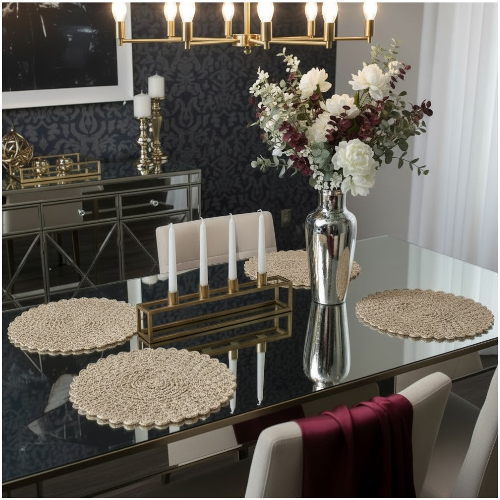 38cm Rustic Woven Placemats – Brown Textured Placemats for Dining