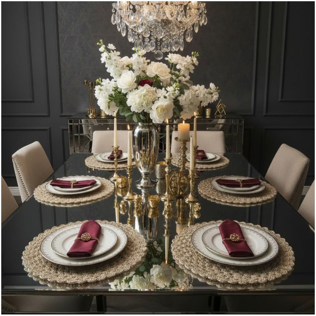 38cm Rustic Woven Placemats – Brown Textured Placemats for Dining