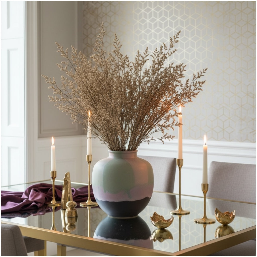 Preserved Caspia Stems - 70cm Decorative Dried Floral Bouquet- Light Brown