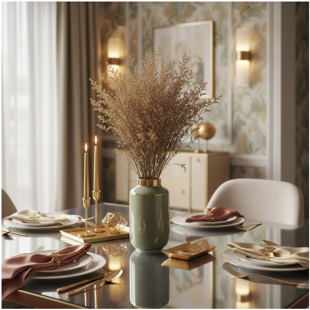Preserved Caspia Stems - 70cm Decorative Dried Floral Bouquet- Light Brown