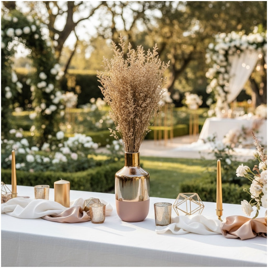 Preserved Caspia Stems - 70cm Decorative Dried Floral Bouquet- Light Brown