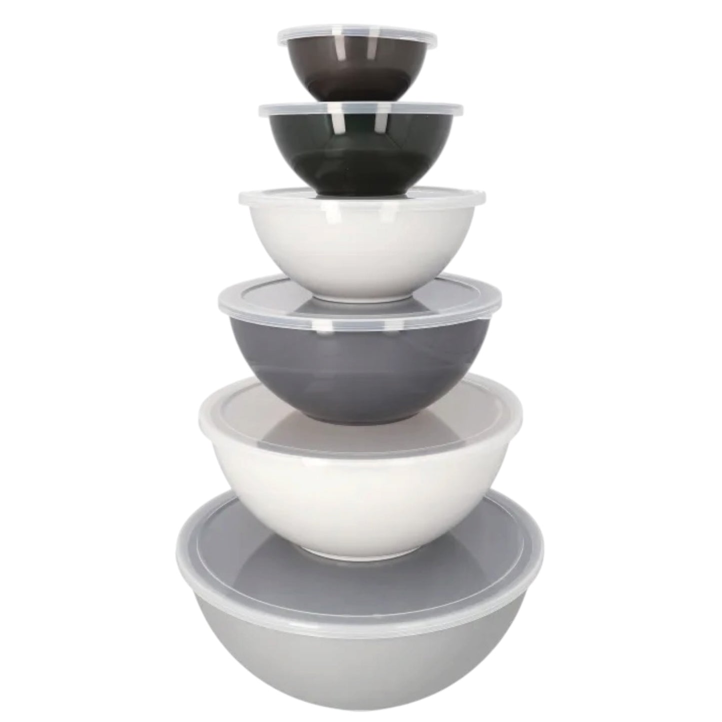 12 Piece Nesting Mixing Bowl Set with Lids - Cream Grey Storage