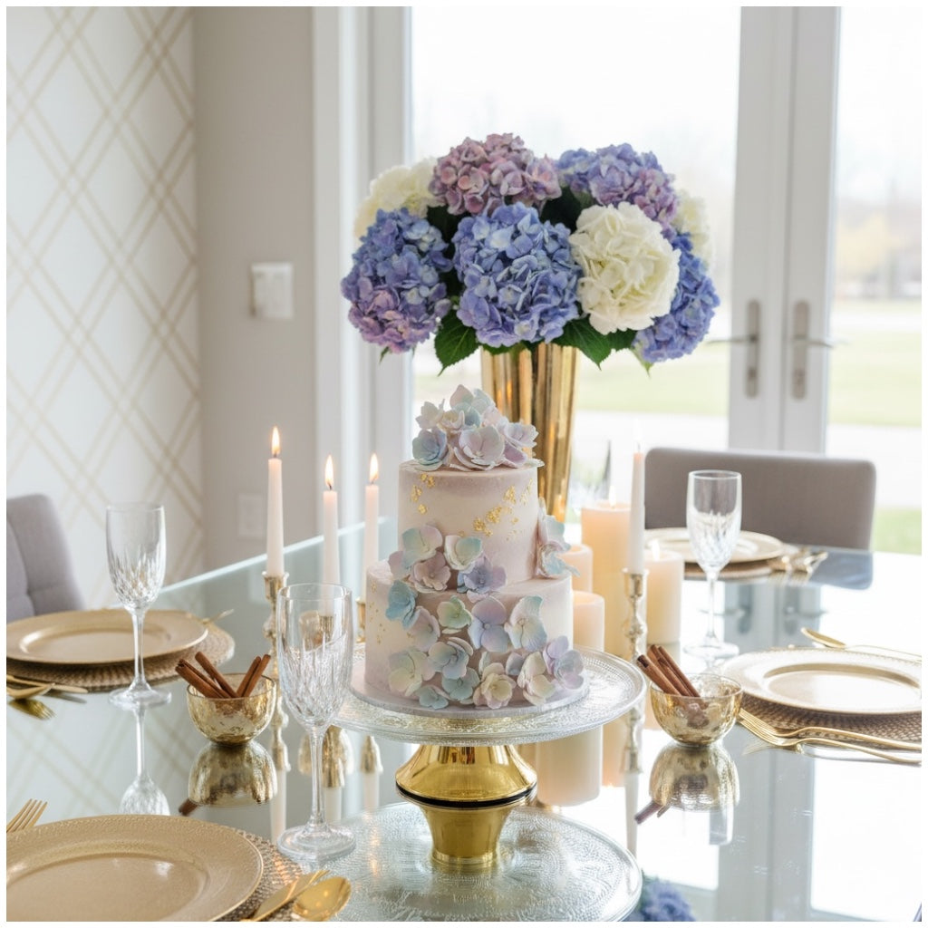 Luxury Glass Cake Dome with Gold Stand - 25.5cm - 2 piece - Display Set