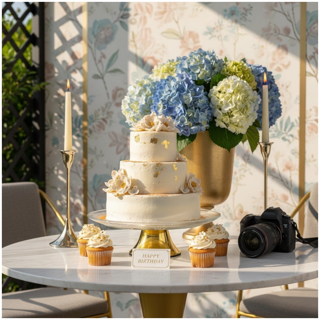 Luxury Glass Cake Dome with Gold Stand - 25.5cm - 2 piece - Display Set