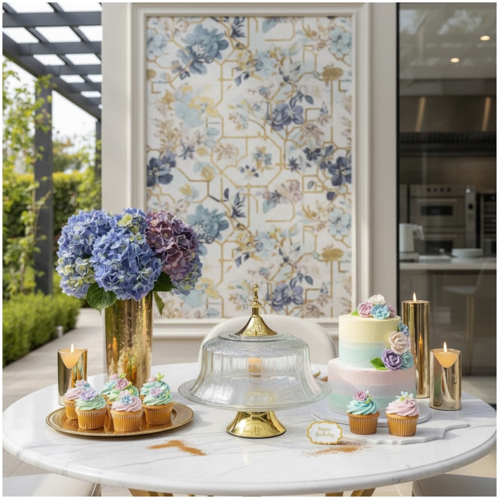 Luxury Glass Cake Dome with Gold Stand - 25.5cm - 2 piece - Display Set
