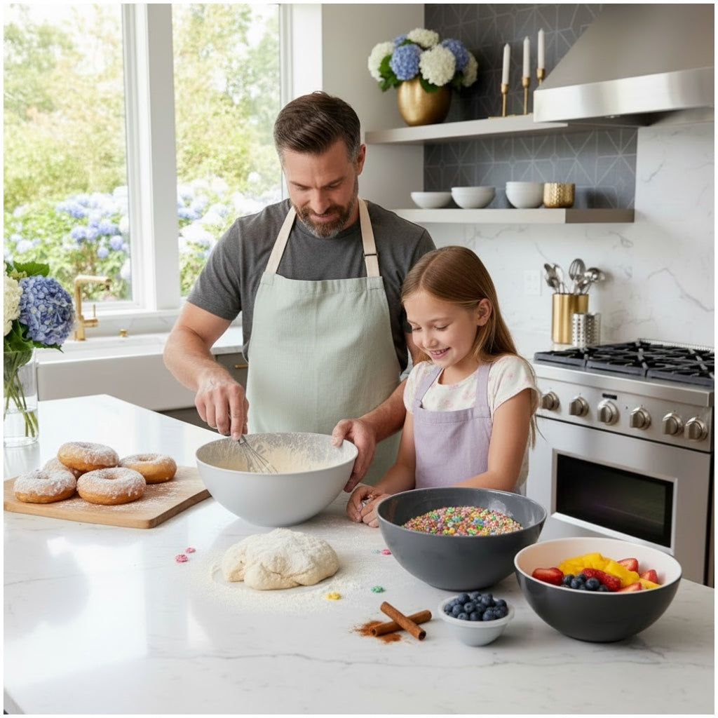 12 Piece Nesting Mixing Bowl Set with Lids - Cream Grey Storage