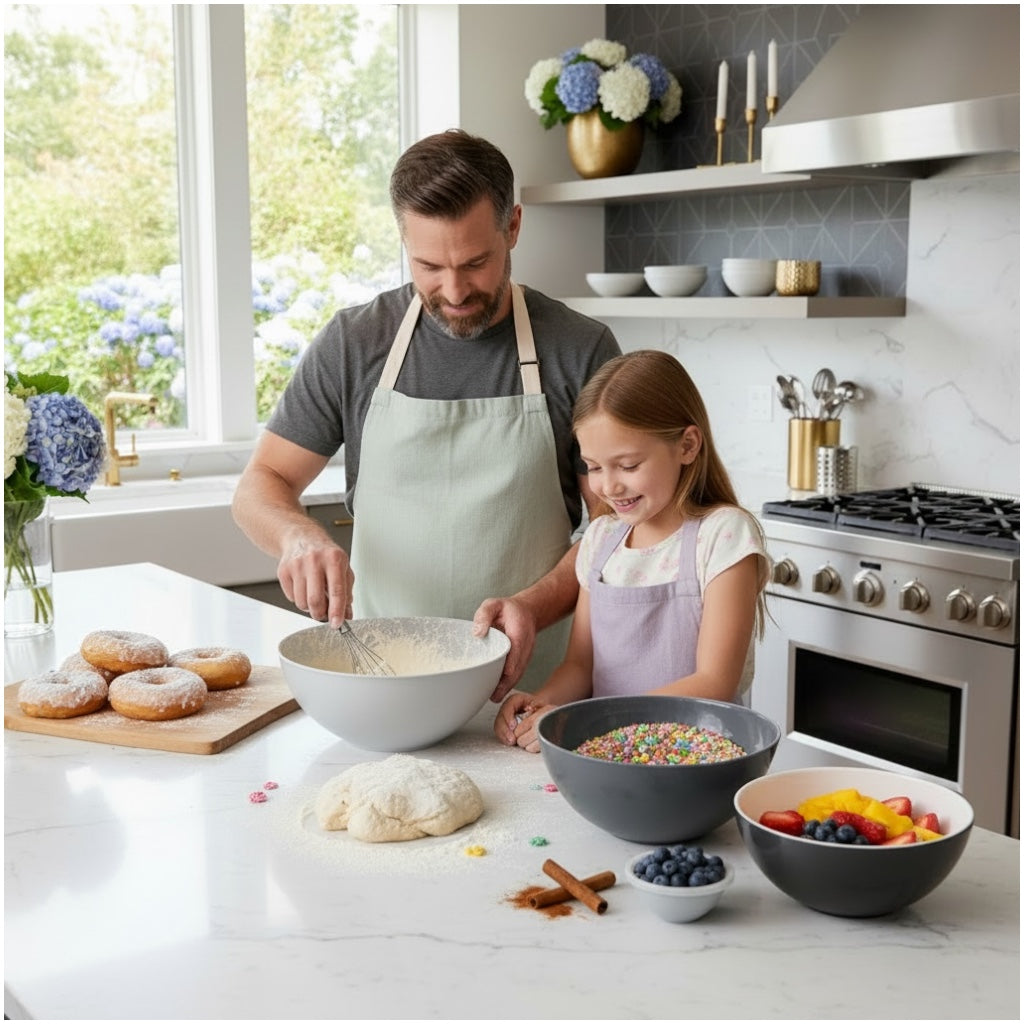 12 Piece Nesting Mixing Bowl Set with Lids - Cream Grey Storage