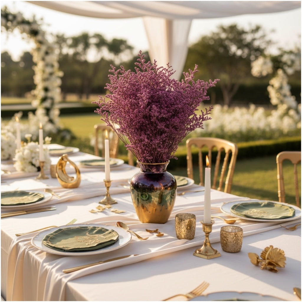 Elegant Preserved Caspia - Dried Flower Bouquet -70cm - Purple Home Decor