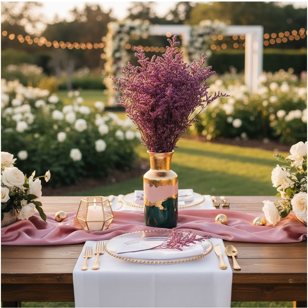 Elegant Preserved Caspia - Dried Flower Bouquet -70cm - Purple Home Decor