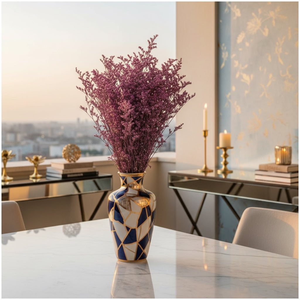 Elegant Preserved Caspia - Dried Flower Bouquet -70cm - Purple Home Decor