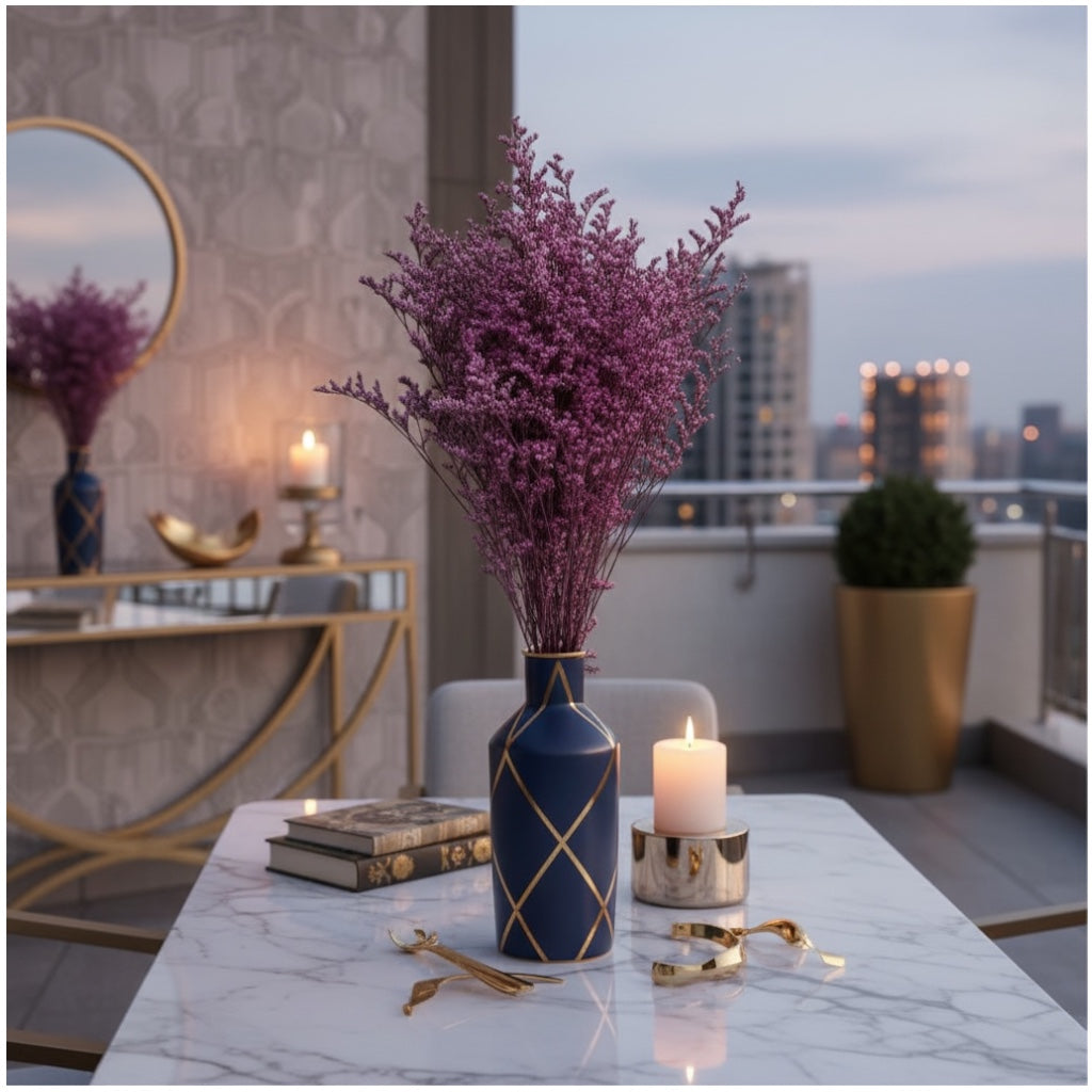 Elegant Preserved Caspia - Dried Flower Bouquet -70cm - Purple Home Decor