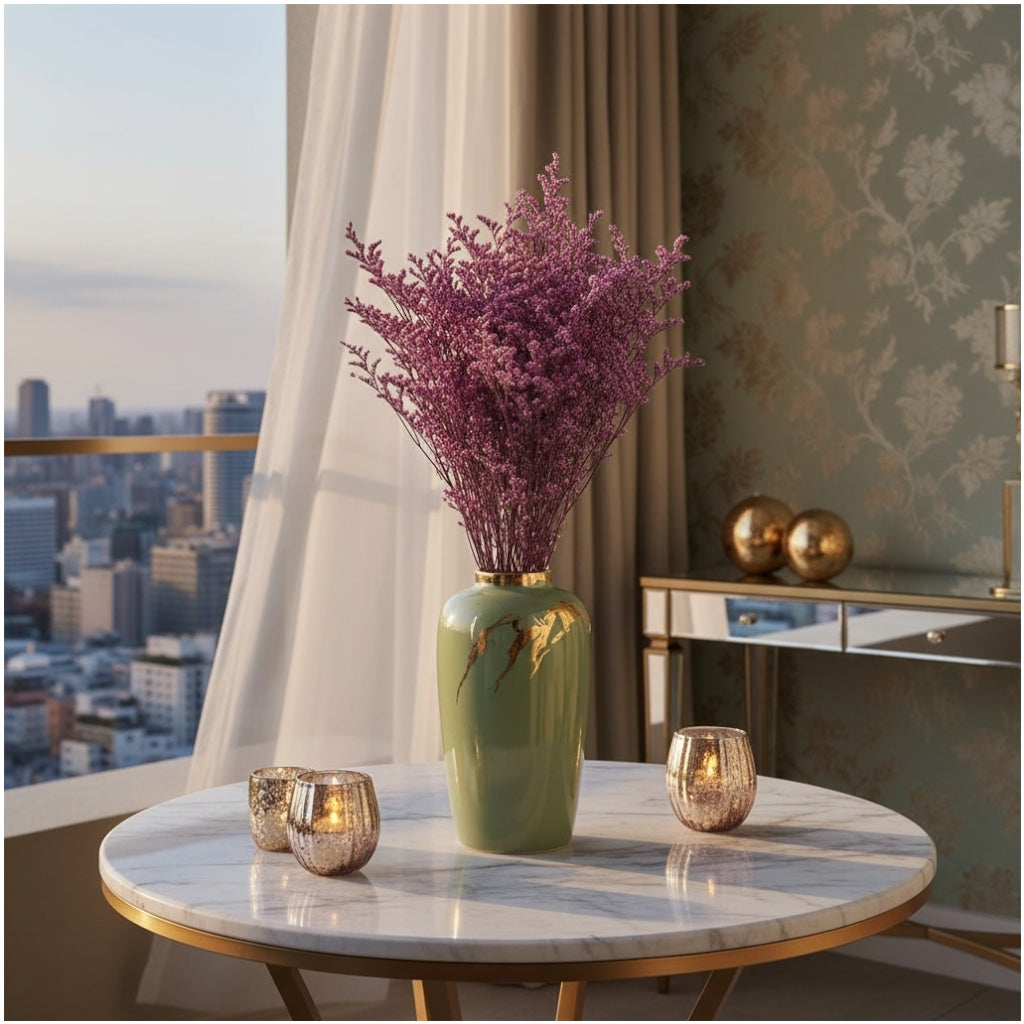 Elegant Preserved Caspia - Dried Flower Bouquet -70cm - Purple Home Decor