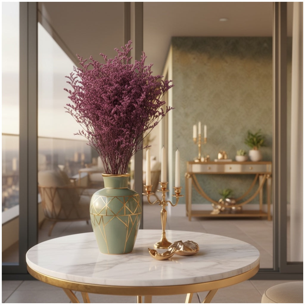 Elegant Preserved Caspia - Dried Flower Bouquet -70cm - Purple Home Decor
