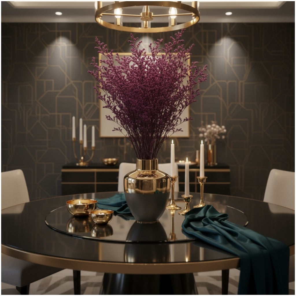 Elegant Preserved Caspia - Dried Flower Bouquet -70cm - Purple Home Decor