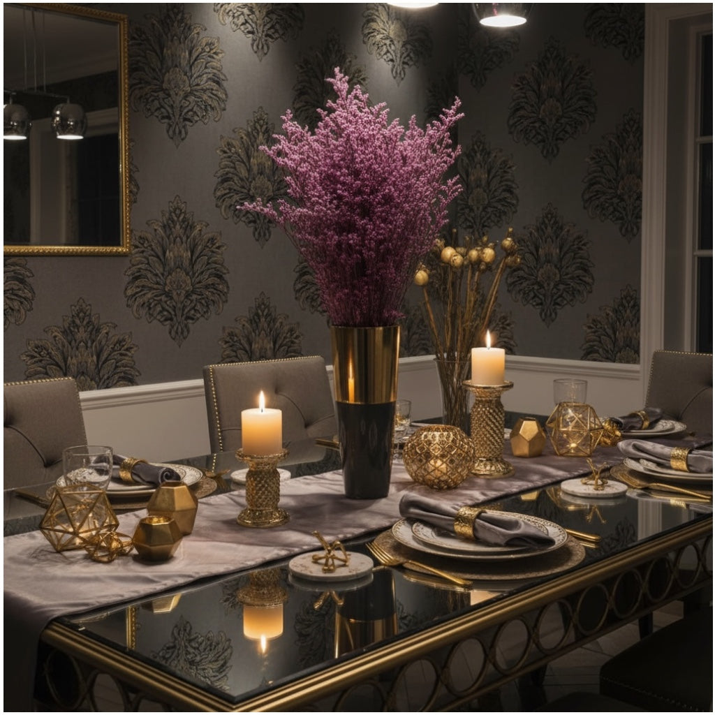 Elegant Preserved Caspia - Dried Flower Bouquet -70cm - Purple Home Decor