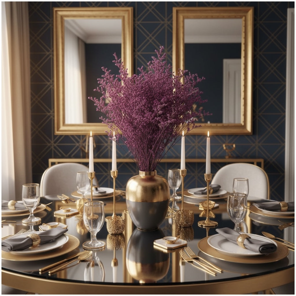 Elegant Preserved Caspia - Dried Flower Bouquet -70cm - Purple Home Decor