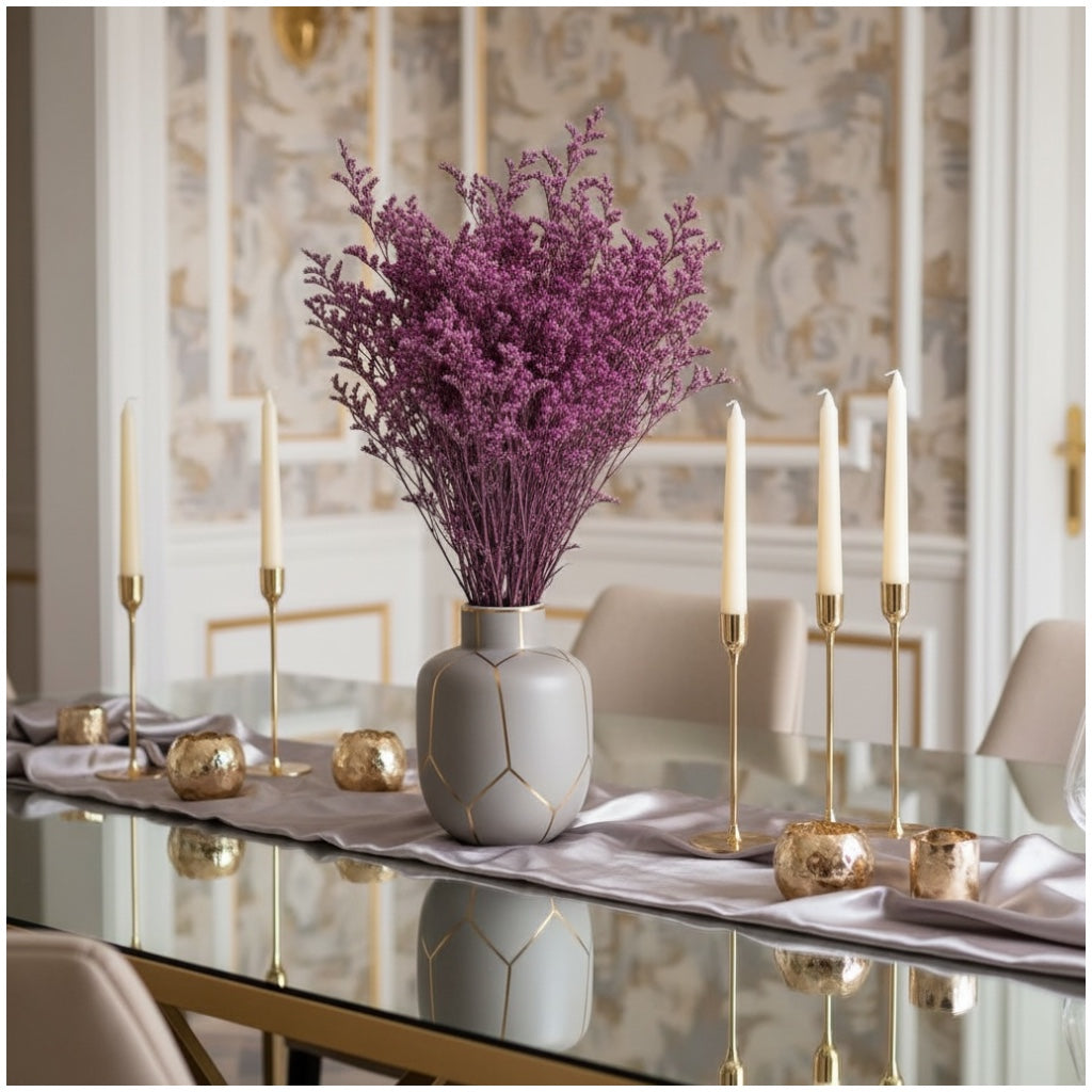 Elegant Preserved Caspia - Dried Flower Bouquet -70cm - Purple Home Decor