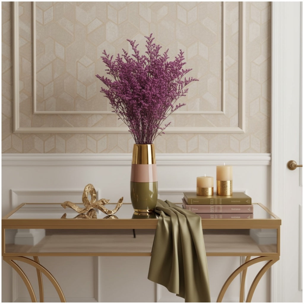 Elegant Preserved Caspia - Dried Flower Bouquet -70cm - Purple Home Decor