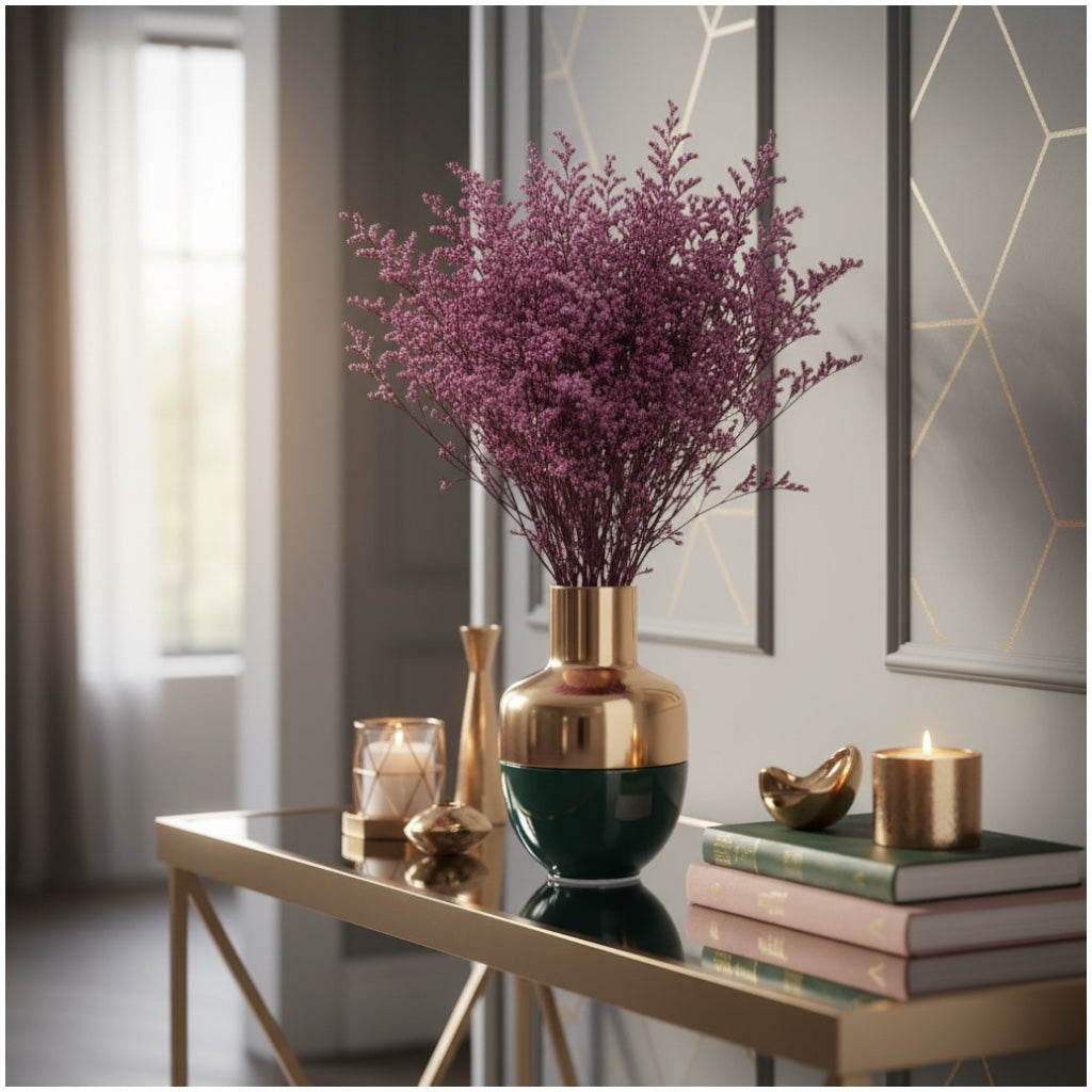 Elegant Preserved Caspia - Dried Flower Bouquet -70cm - Purple Home Decor
