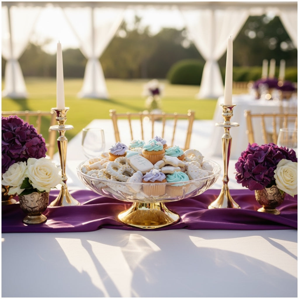 Luxury Glass Pedestal Serving Bowl with Gold Base – 24.5cm Dessert Stand