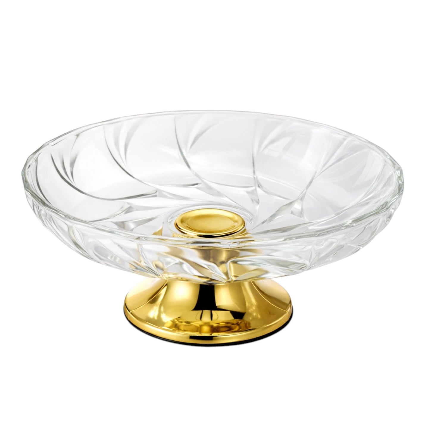Luxury Glass Pedestal Serving Bowl with Gold Base – 24.5cm Dessert Stand