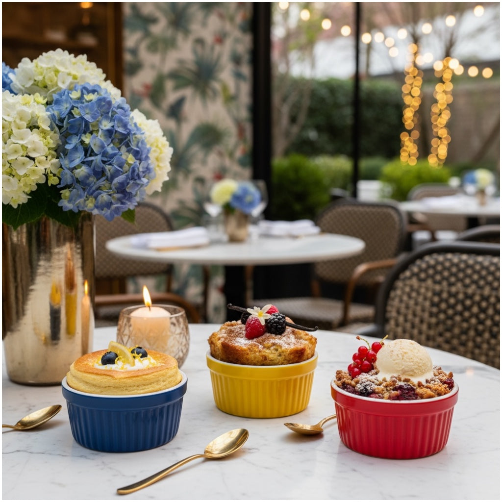 Vibrant Porcelain Ramekins Set of 3 – Colourful Baking & Dessert Bowls