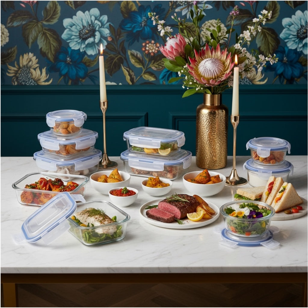 Luxury Glass Food Storage Container Set - 10 Airtight Leak Proof