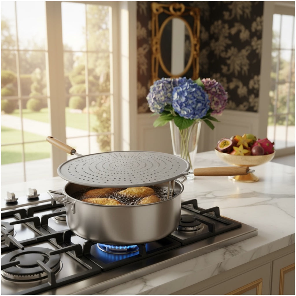 Essential 32cm Silicone Splatter Screen -Non Stick Frying Cover with Handle
