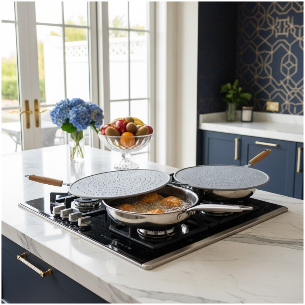 Essential 32cm Silicone Splatter Screen -Non Stick Frying Cover with Handle