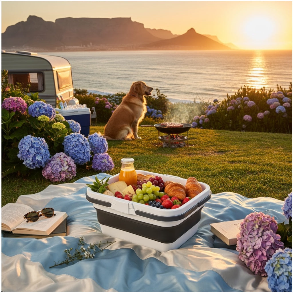 Collapsible Storage Basket with Lid - Camping and Picnic Essential - 47 cm