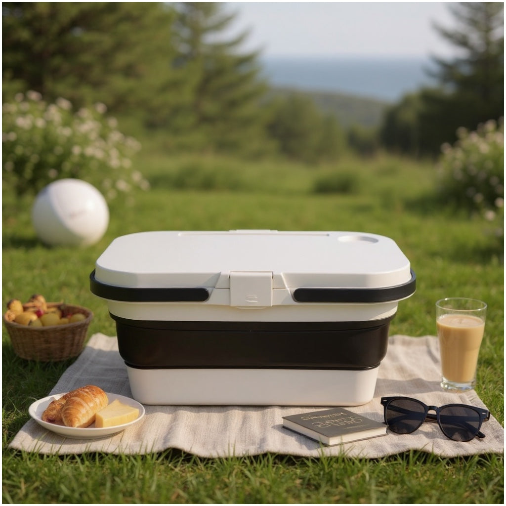 Collapsible Storage Basket with Lid - Camping and Picnic Essential - 47 cm