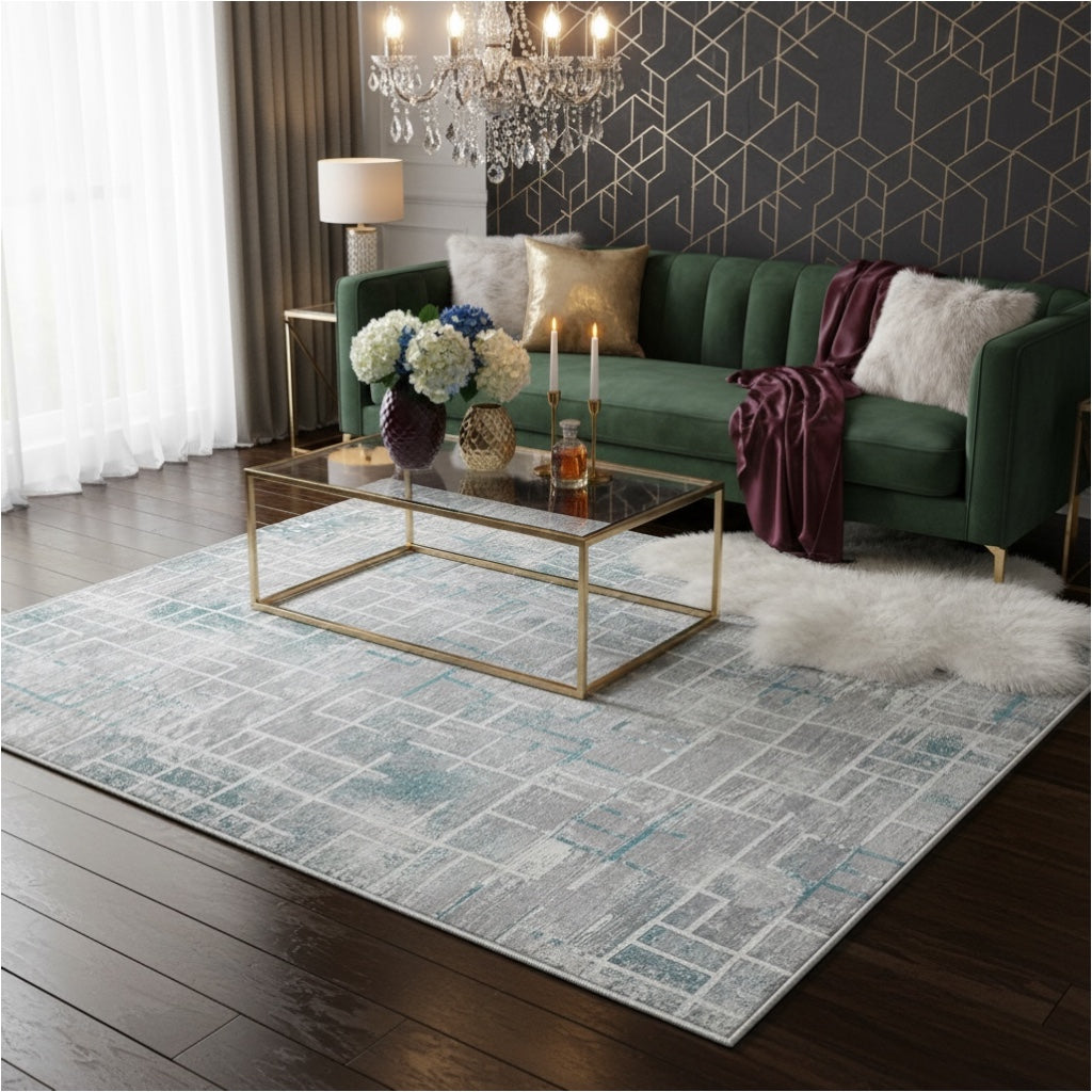 Soft Elegant Rug -Modern Contemporary Style Rug-Grey Blue -120 cm x 180 cm